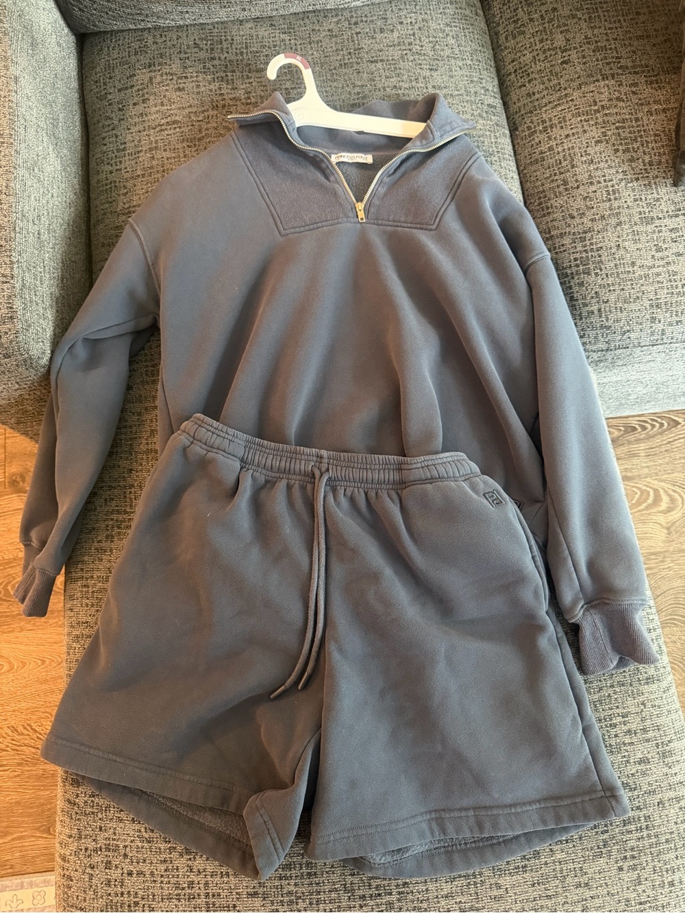 Cozy Quarter-Zip Sweatshirt & Shorts Set - Slate Blue